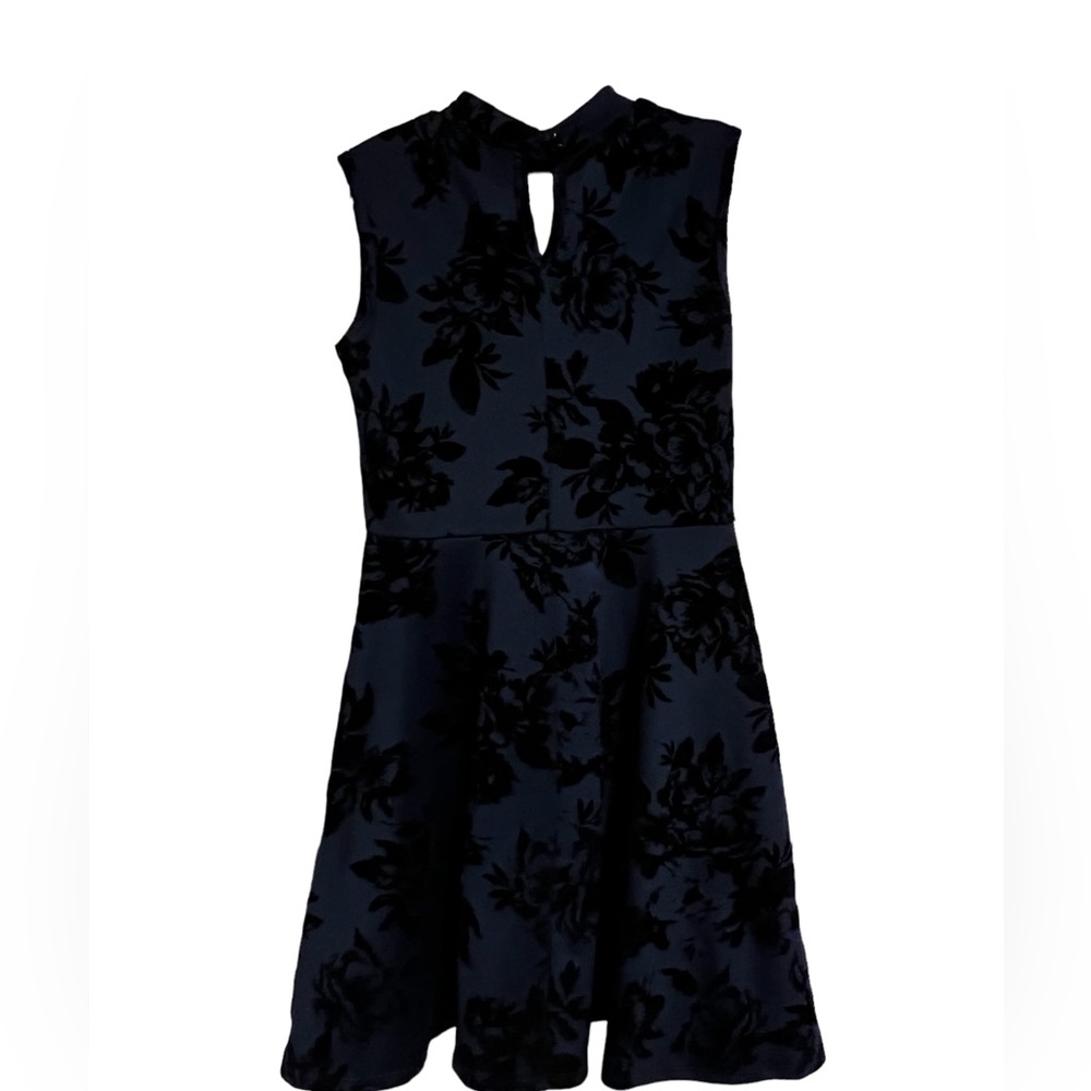 Dotted Navy Blue Sleeveless Dress Size M